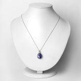8.21 Carat Genuine Tanzanite and White Diamond 14K White Gold Pendant