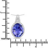 8.21 Carat Genuine Tanzanite and White Diamond 14K White Gold Pendant