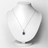 4.73 Carat Genuine Tanzanite and White Diamond 14K White Gold Pendant