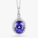 4.73 Carat Genuine Tanzanite and White Diamond 14K White Gold Pendant
