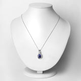 3.70 Carat Genuine Tanzanite and White Diamond 14K White Gold Pendant