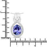 3.70 Carat Genuine Tanzanite and White Diamond 14K White Gold Pendant