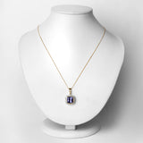 4.51 Carat Genuine Tanzanite and White Diamond 14K Yellow Gold Pendant