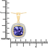 4.51 Carat Genuine Tanzanite and White Diamond 14K Yellow Gold Pendant