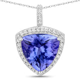 5.45 Carat Genuine Tanzanite and White Diamond 14K White Gold Pendant