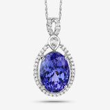 4.56 Carat Genuine Tanzanite and White Diamond 14K White Gold Pendant