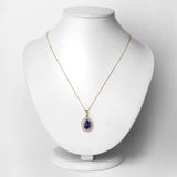 4.48 Carat Genuine Tanzanite and White Diamond 14K Yellow Gold Pendant