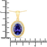 4.48 Carat Genuine Tanzanite and White Diamond 14K Yellow Gold Pendant