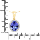 4.46 Carat Genuine Tanzanite and White Diamond 14K Yellow Gold Pendant