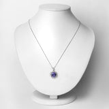 5.00 Carat Genuine Tanzanite and White Diamond 14K White Gold Pendant