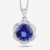 5.00 Carat Genuine Tanzanite and White Diamond 14K White Gold Pendant