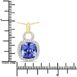 5.36 Carat Genuine Tanzanite and White Diamond 14K Yellow Gold Pendant