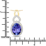 4.62 Carat Genuine Tanzanite and White Diamond 14K Yellow Gold Pendant