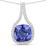 4.68 Carat Genuine Tanzanite and White Diamond 14K White Gold Pendant