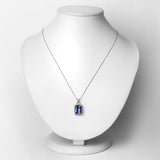 4.79 ct Genuine Tanzanite and White Diamond 14K White Gold Pendant