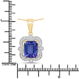 4.90 Carat Genuine Tanzanite and White Diamond 14K Yellow Gold Pendant
