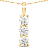 1.02 ct Genuine Lab Grown Diamond 14K Yellow Gold Pendant for women