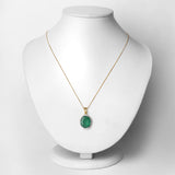 8.29 Carat Genuine Zambian Emerald and White Diamond 14K Yellow Gold Pendant