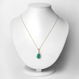 4.48 Carat Genuine Zambian Emerald and White Diamond 14K Yellow Gold Pendant