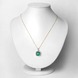 5.53 Carat Genuine Zambian Emerald and White Diamond 14K Yellow Gold Pendant