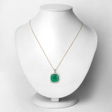 7.35 Carat Genuine Zambian Emerald and White Diamond 14K Yellow Gold Pendant