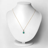 0.85 ct Genuine Zambian Emerald and White Diamond 14K Yellow Gold Pendant
