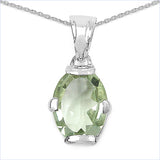 8.20 ct. Genuine Green Amethyst .925 Sterling Silver Pendant