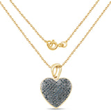 14K Yellow Gold Plated 0.68 Carat Genuine Blue Diamond .925 Sterling Silver Heart Shape Pendant
