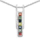 1.07 Carat Genuine Multi Sapphire .925 Sterling Silver Pendant