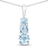 1.87 Carat Genuine Blue Topaz .925 Sterling Silver Pendant