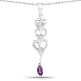 0.32 Carat Genuine Amethyst and White Topaz .925 Sterling Silver Pendant