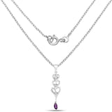 0.32 Carat Genuine Amethyst and White Topaz .925 Sterling Silver Pendant