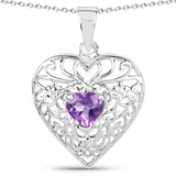 0.70 Carat Genuine Amethyst .925 Sterling Silver Pendant