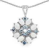 1.60 Carat Genuine Opal & Blue Topaz .925 Sterling Silver Pendant