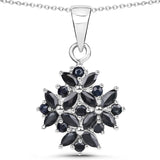 1.98 Carat Genuine Black Sapphire .925 Sterling Silver Pendant