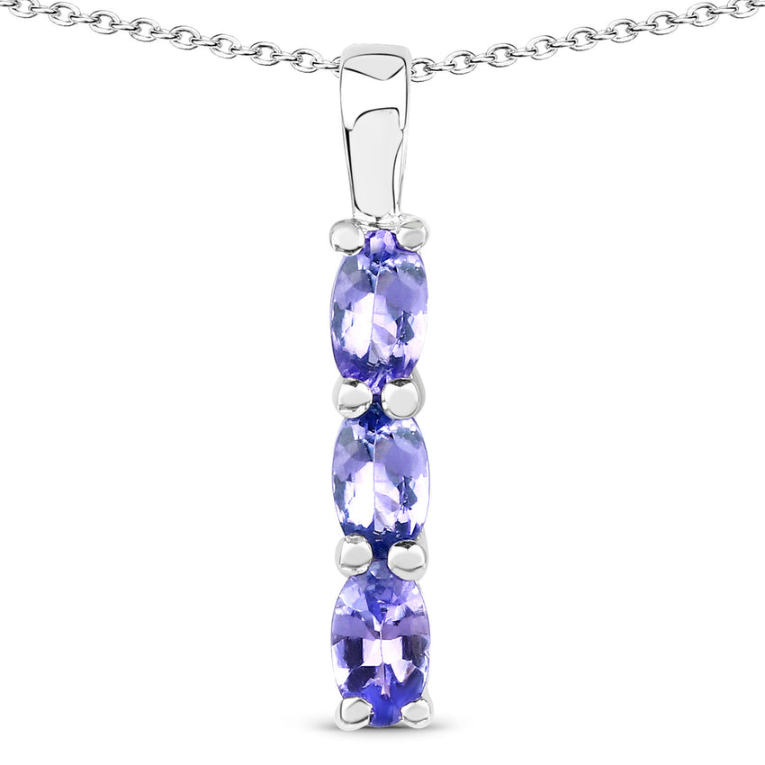 0.75 carat Genuine Tanzanite .925 Sterling Silver Pendant