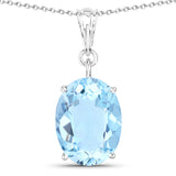 11.25 Carat Genuine Swiss Blue Topaz .925 Sterling Silver Pendant