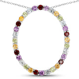 2.65 Carat Genuine Multi Stone .925 Sterling Silver Pendant