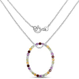 2.65 Carat Genuine Multi Stone .925 Sterling Silver Pendant