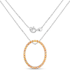2.88 Carat Genuine Orange Sapphire .925 Sterling Silver Pendant