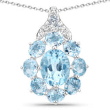 5.54 Carat Genuine Blue Topaz .925 Sterling Silver Pendant