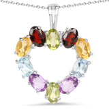 4.58 Carat Genuine Multi Stones .925 Sterling Silver Pendant