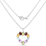 4.58 Carat Genuine Multi Stones .925 Sterling Silver Pendant