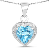 2.10 Carat Genuine Swiss Blue Topaz .925 Sterling Silver Pendant