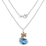 13.08 Carat Genuine Blue Topaz, Citrine & White Topaz .925 Sterling Silver Pendant