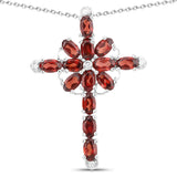 3.95 Carat Genuine Garnet and White Topaz .925 Sterling Silver Pendant