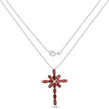 3.95 Carat Genuine Garnet and White Topaz .925 Sterling Silver Pendant