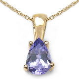 0.37 Carat Genuine Tanzanite 14K Yellow Gold Pendant