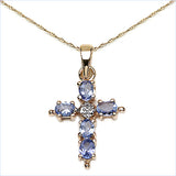0.85 Carat Genuine Tanzanite 10K Yellow Gold Pendant