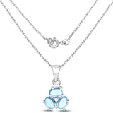 2.12 Carat Genuine Swiss Blue Topaz and White Diamond .925 Sterling Silver Pendant